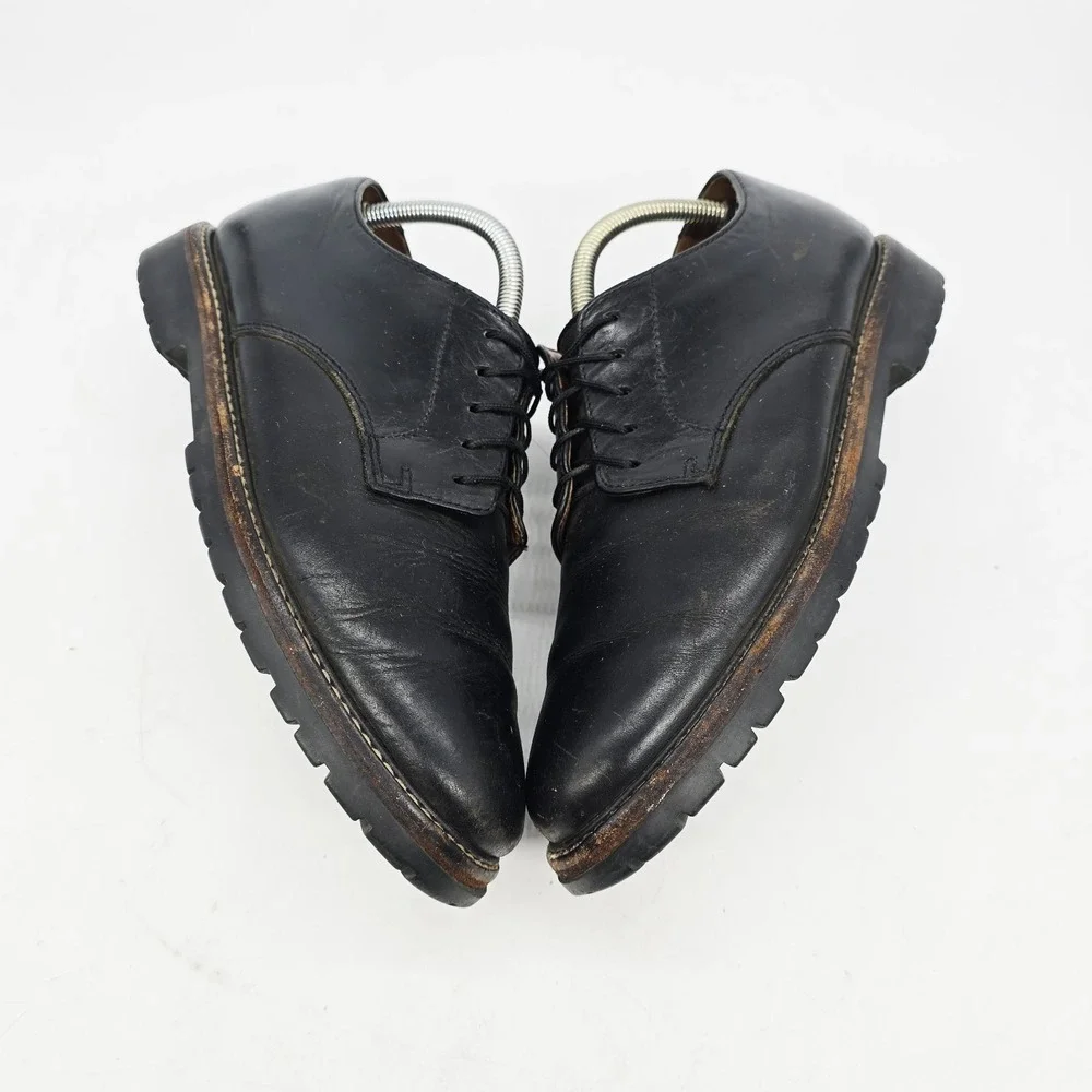 Vintage Polo Ralph Lauren Shoes Men's 9 D Oxford Black Leather Plain Toe Derby